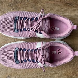 Fila Women's Pink Knit Lace-Up Athletic Sneakers-worn once